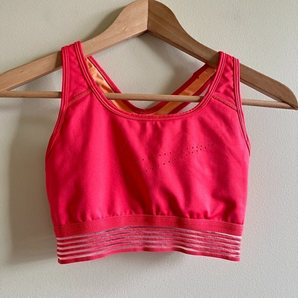 NIKE DRI-FIT SPORTS BRA‎ CORAL RED WOMENS SIZE S AT - Picture 1 of 3
